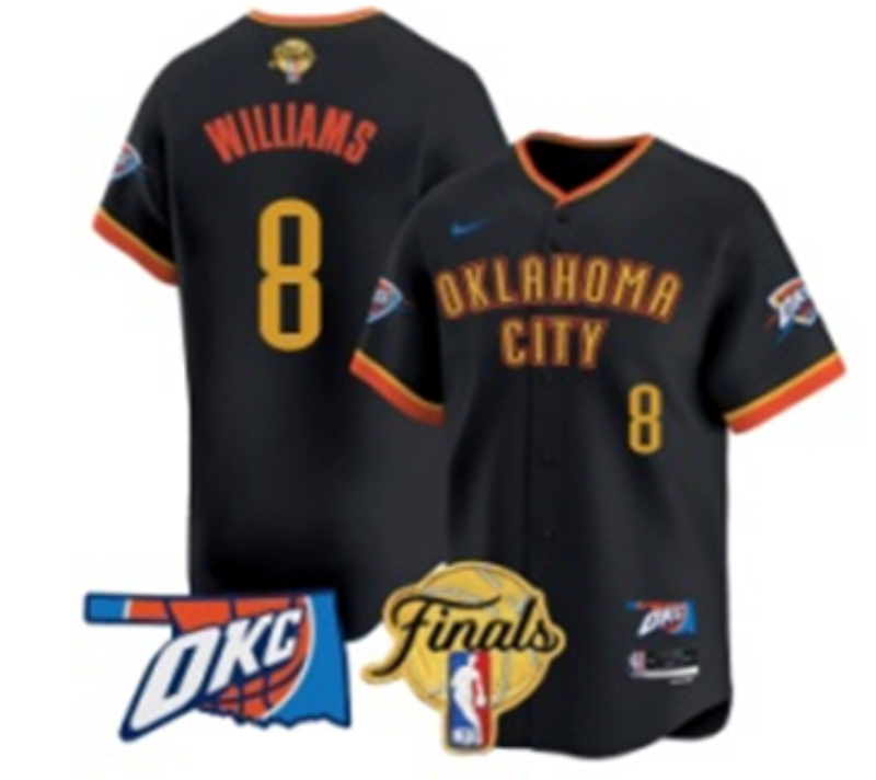 Men 2025 Oklahoma City Thunder #8 Williams black NBA Jersey style 3->->NBA Jersey